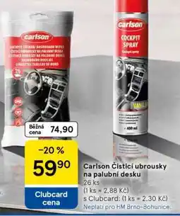 Tesco Carlson Čistící ubrousky na palubní desku nabídka