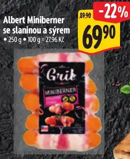Albert Albert Miniberner se slaninou a sýrem nabídka