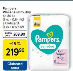 Tesco Pampers Vlhčené ubrousky, 4× 80 ks nabídka