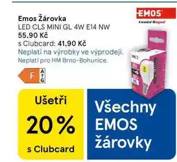 Tesco Emos Žárovka, LED CLS MINI GL 4W E14 NW nabídka