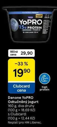 Tesco Danone YoPRO Odtučněný jogurt, 160 g. dva druhy nabídka