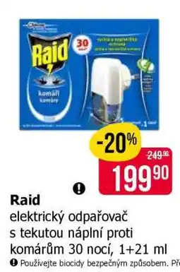 Teta Raid elektrický odpařovač s tekutou náplní proti komárům 30 nocí nabídka