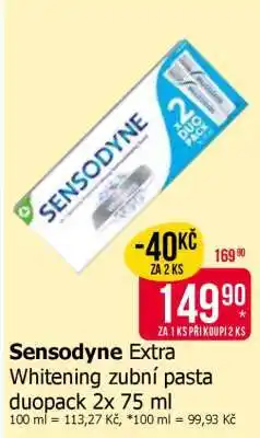 Teta Sensodyne Extra Whitening zubní pasta duopack 2x 75 ml nabídka