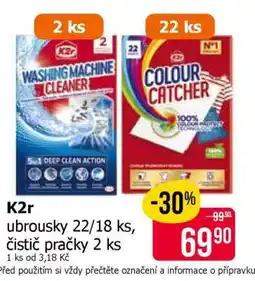 Teta K2r ubrousky 22/18 ks, čistič pračky 2 ks nabídka