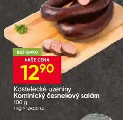 Hruška Kostelecké uzeniny Kominický česnekový salám nabídka