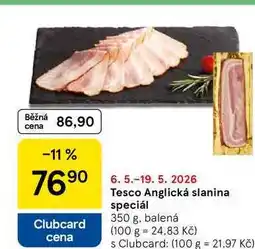 Tesco Tesco Anglická slanina speciál, 350 g, balená nabídka