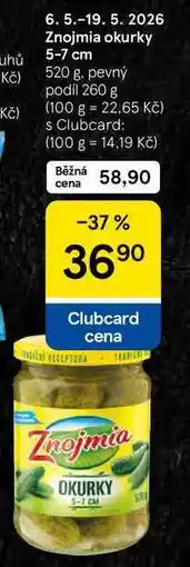 Tesco Znojmia okurky 5-7 cm, 520 g. pevný podíl 260 g nabídka