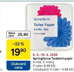 Tesco Springforce Toaletní papír, 4 role, 2 vrstvy nabídka