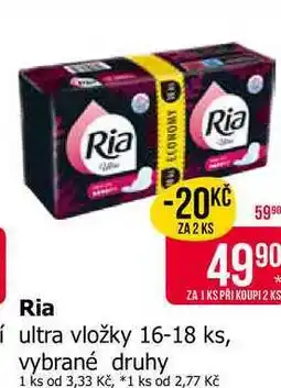 Teta Ria ultra vložky 16-18 ks, vybrané druhy nabídka