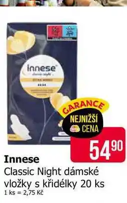 Teta Innese Classic Night dámské vložky s křidélky 20 ks nabídka