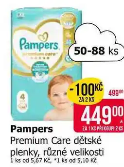 Teta Pampers Premium Care dětské plenky, různé velikosti 50-88ks nabídka