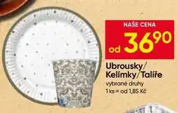 Hruška Ubrousky/ Kelímky/Talíře vybrané druhy nabídka