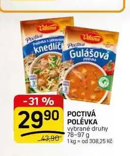 Flop POCTIVÁ POLÉVKA vybrané druhy nabídka