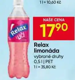 Hruška Relax limonáda vybrané druhy 0,5l PET nabídka