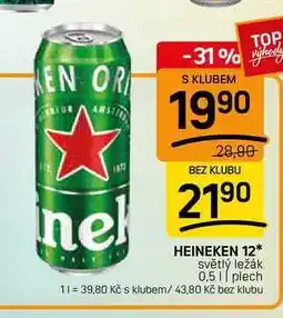 Flop HEINEKEN 12* světlý ležák 0,5, plech nabídka