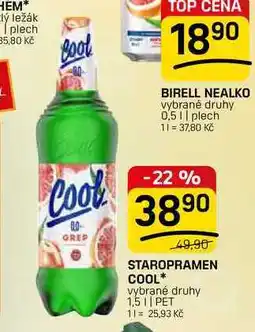 Flop STAROPRAMEN COOL* vybrané druhy 1,5l, PET nabídka