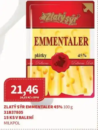 Kubík potraviny Zlatý sýr emmentaler 45% nabídka