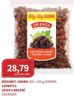Kubík potraviny DR.ENSA Rozinky jumbo nabídka