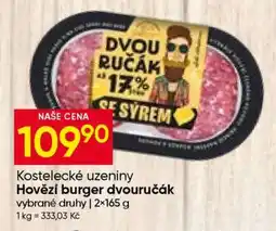 Hruška Hovězí burger dvouručák nabídka