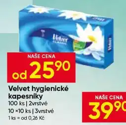 Hruška Velvet hygienické kapesníky nabídka