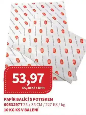 Kubík potraviny Papír balící s potiskem nabídka
