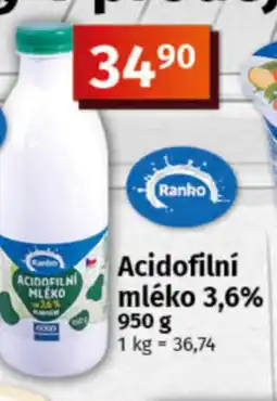 COOP TIP Ranko Acidofilní mléko 3,6% nabídka