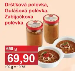 PLUS JIP Dršť❜ková polévka, Gulášová polévka, Zabíjačková polévka nabídka