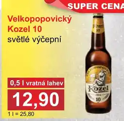 PLUS JIP Velkopopovický Kozel 10 světlé výčepní nabídka