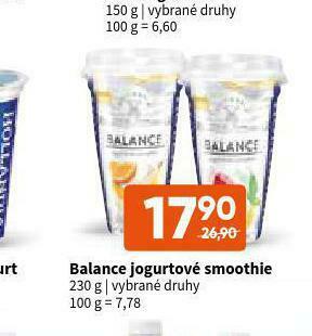 Terno Balance jogurtové smoothie nabídka