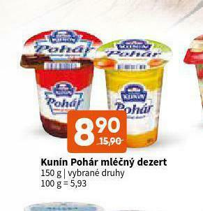Terno Kunín pohár mléčný dezert nabídka