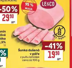 Billa Šunka dušená v páře z pultu lahůdek cena za nabídka