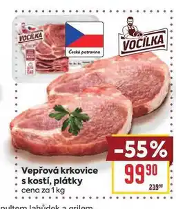 Billa Vepřová krkovice s kostí, plátky cena za nabídka