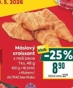 Billa Máslový croissant z naší pece 1ks nabídka