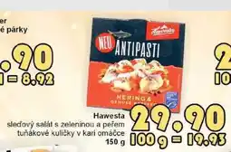 Jip Hawesta sledový salát s zeleninou a peřem tuňákové kuličky v kari omáčce nabídka