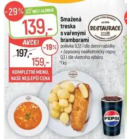 Globus Smažená treska s vařenými bramborami nabídka