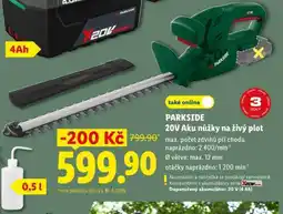 Lidl PARKSIDE 20V Aku nůžky na živý plot nabídka