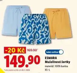 Lidl ESMARA MUŠELÍNOVÉ ŠORTKY nabídka