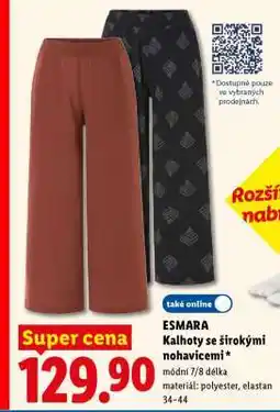 Lidl ESMARA Kalhoty se širokými nohavicemi nabídka