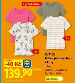 Lidl LUPILU Triko s podílem lnu – 2 kusy nabídka