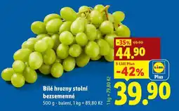 Lidl BÍLÉ HROZNY STOLNÍ BEZSEMENNÉ nabídka