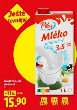Lidl Pilos Mléko plnotučné nabídka