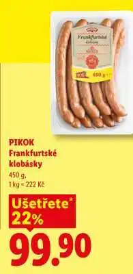 Lidl PIKOK FRANKFURTSKÉ KLOBÁSKY nabídka