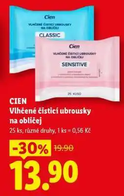 Lidl Cien Vlhčené čisticí ubrousky na obličej nabídka