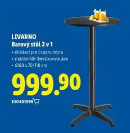 Lidl LIVARNO Barový stůl 2 v 1 nabídka