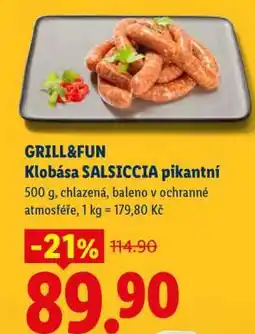 Lidl GRILL&FUN Klobása SALSICCIA pikantní nabídka