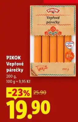 Lidl PIKOK VEPŘOVÉ PÁREČKY nabídka