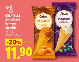 Lidl GELATELLI Zmrzlinový kornout plombir nabídka