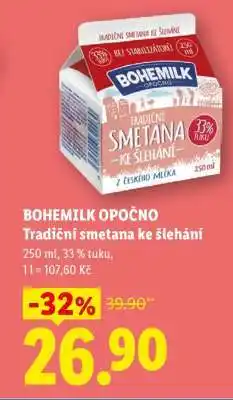 Lidl BOHEMILK OPOČNO Tradiční smetana ke šlehání nabídka