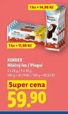Lidl KINDER Mléčný řez/Pinguí nabídka