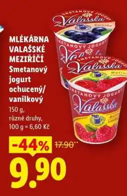 Lidl MLÉKÁRNA VALAŠSKÉ MEZIŘÍČÍ Smetanový jogurt ochucený / vanilkový nabídka